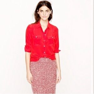 NWT J. Crew red silk blouse